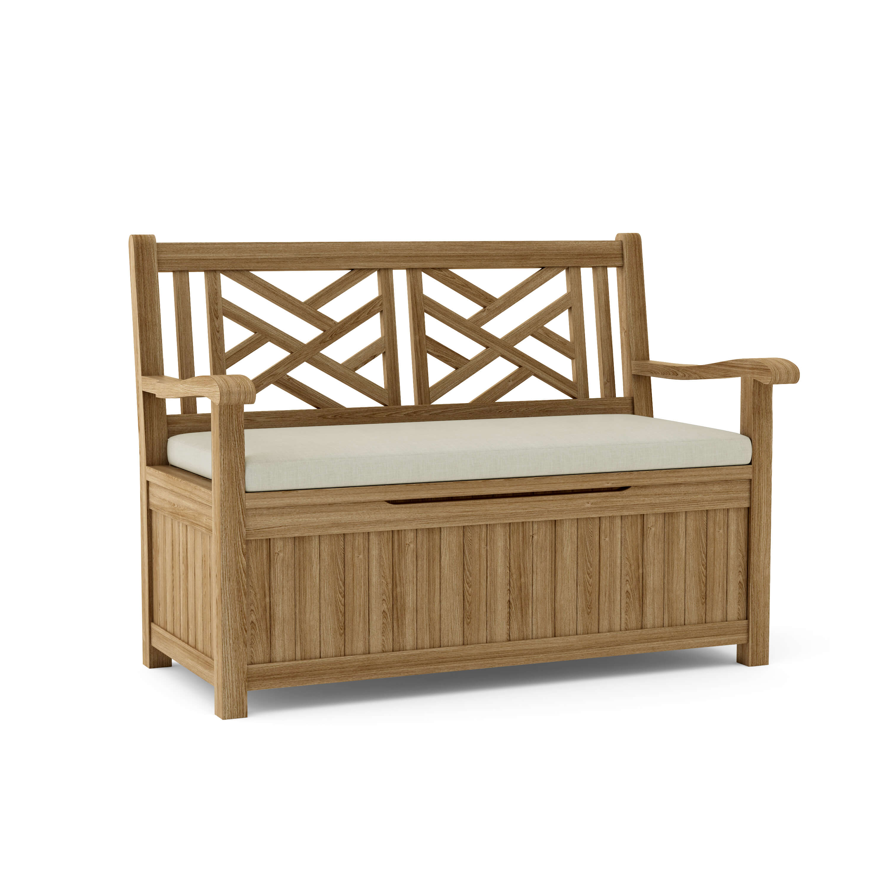 Anderson Teak Vilano Storage Bench – Solid Teak Outdoor Bench with Hidden Storage