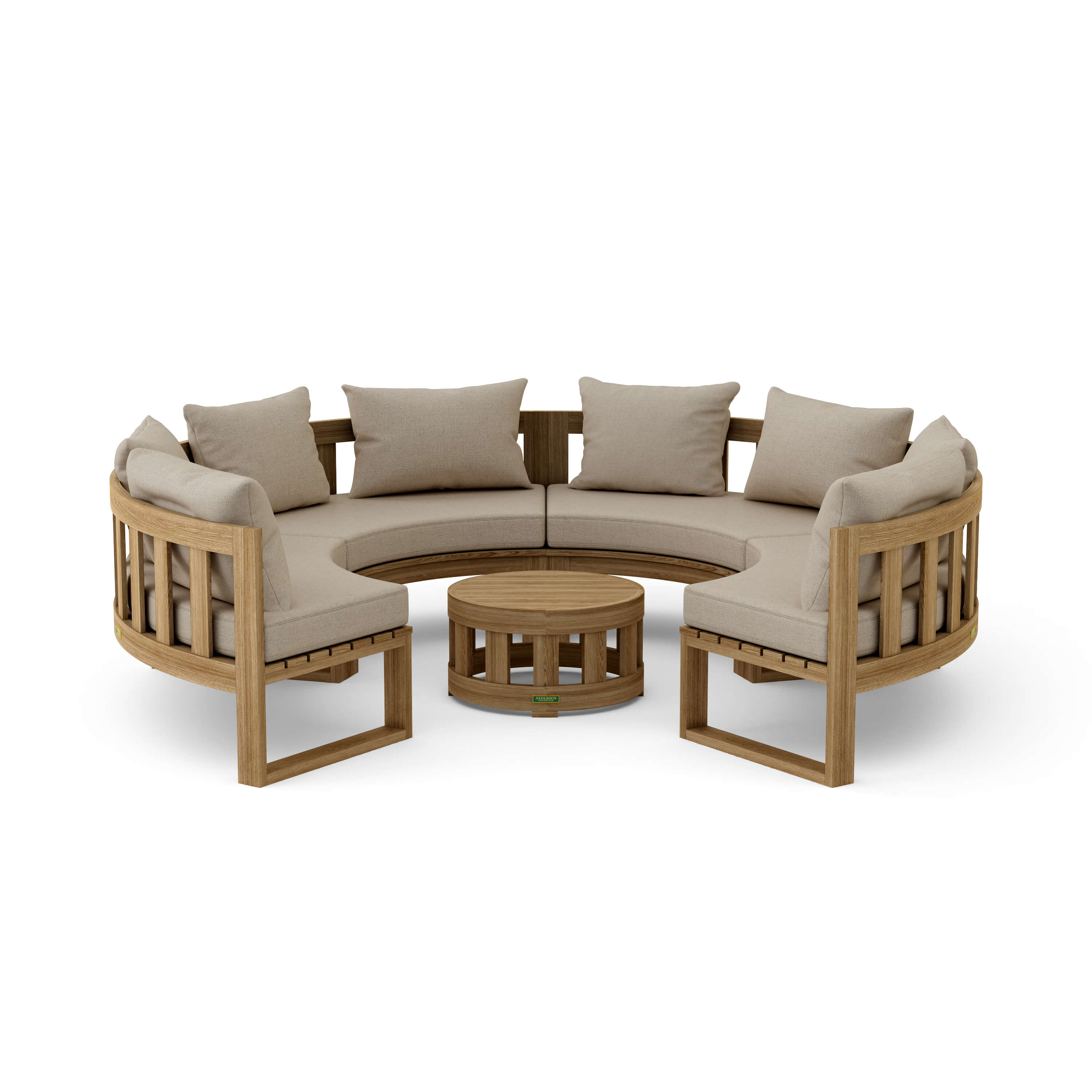 Anderson Teak – Circular Modular Deep Seating Set 810 – 8-Person Teak Sofa Set