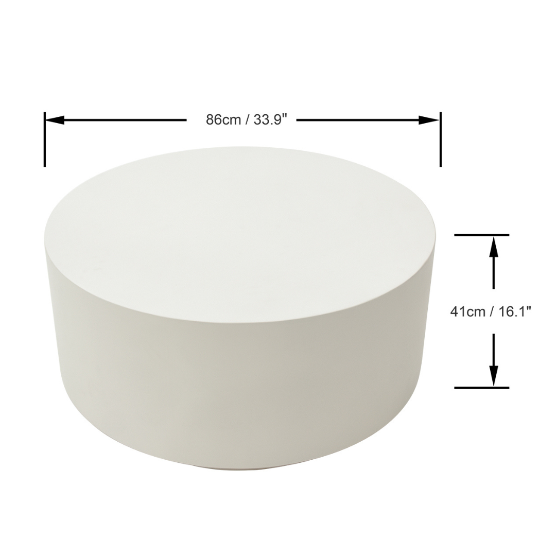 Elementi Rome 34″ Square Concrete White Coffee Table