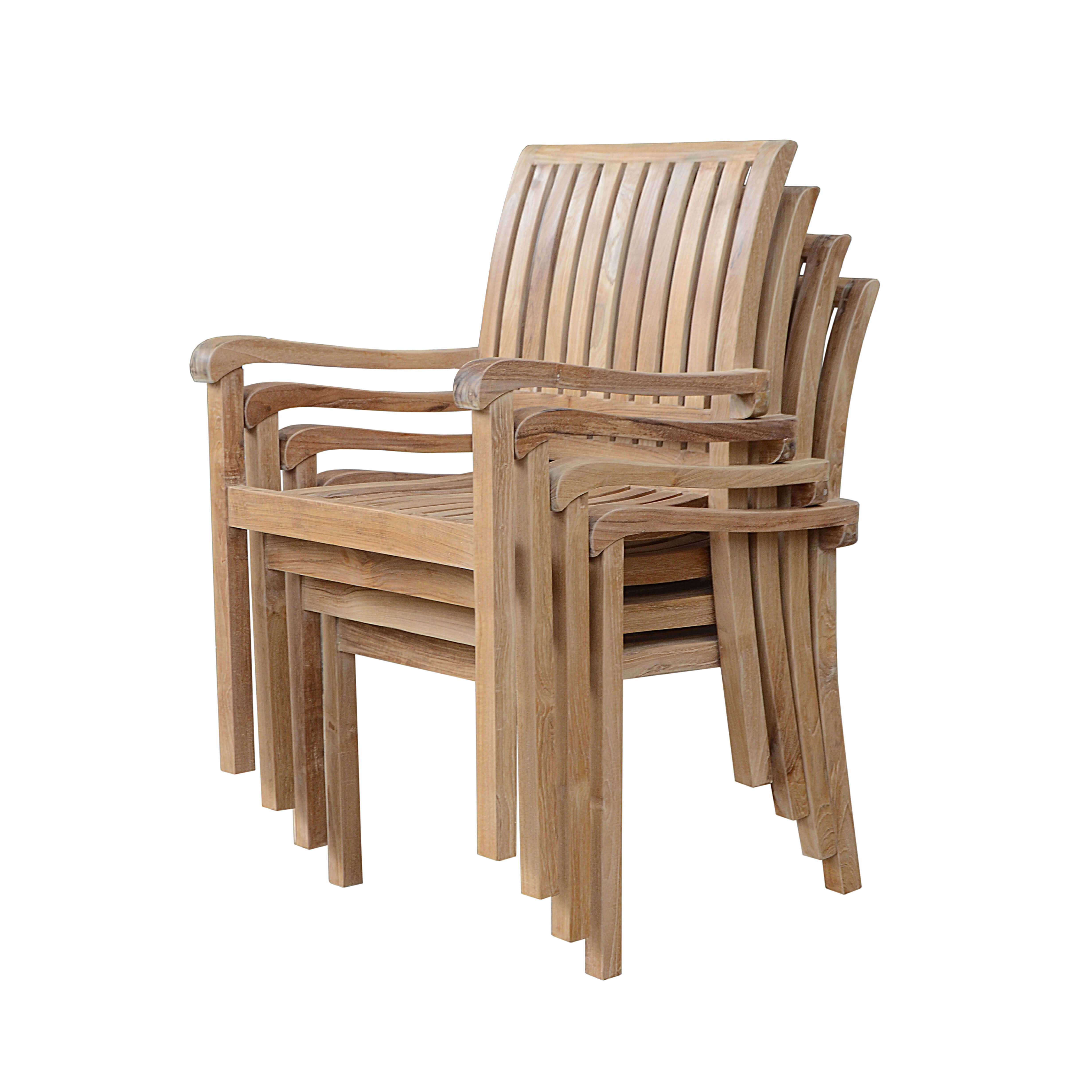 Anderson Teak Aspen Stacking Armchair(4-PCS) – Solid Teak Outdoor Seating