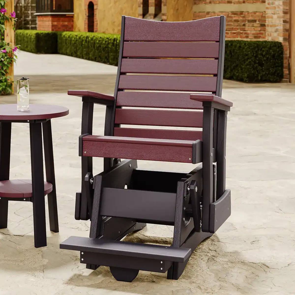 LuxCraft – 2′ Contour Balcony Glider Chair – Elevated Outdoor Glider with Footrest