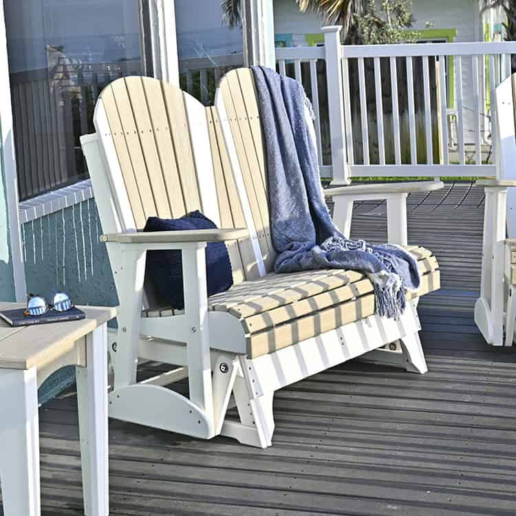 LuxCraft – 4′ Adirondack Glider – Two-Seat Outdoor Patio Glider Bench