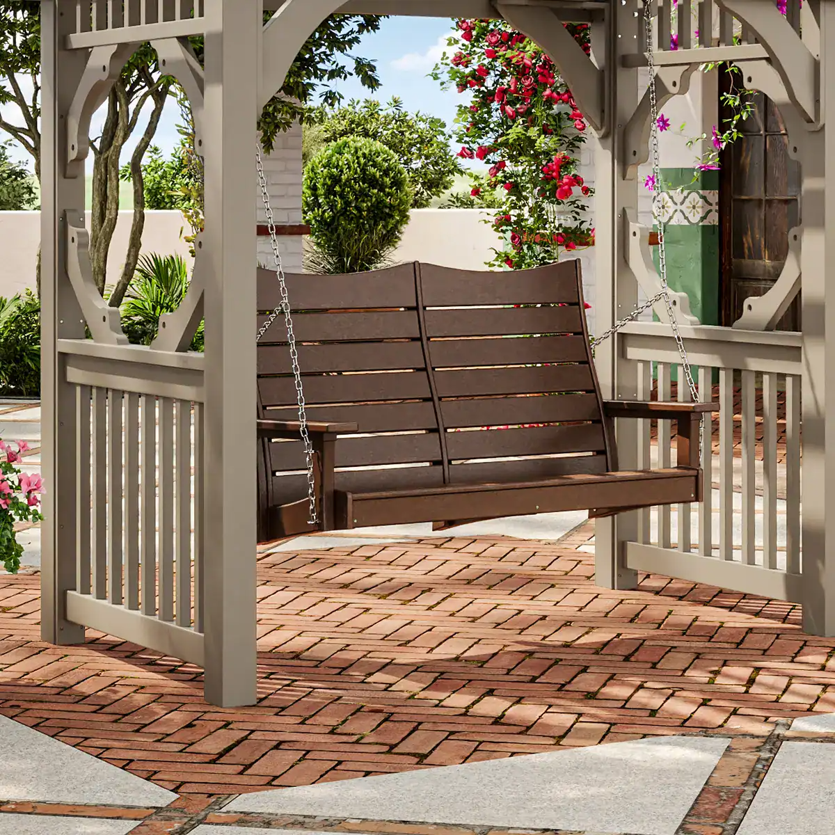 LuxCraft – 4′ Contour Porch Swing – Sculpted Outdoor Swing for Patio & Porch