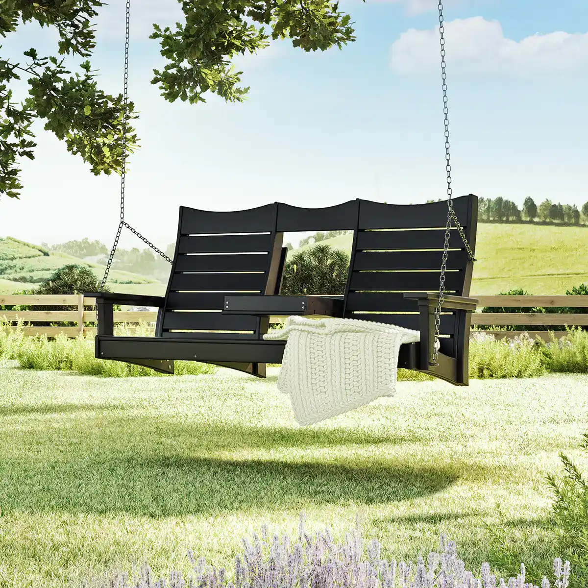 LuxCraft – 5′ Contour Porch Swing – Curved Outdoor Swing for Patio & Porch