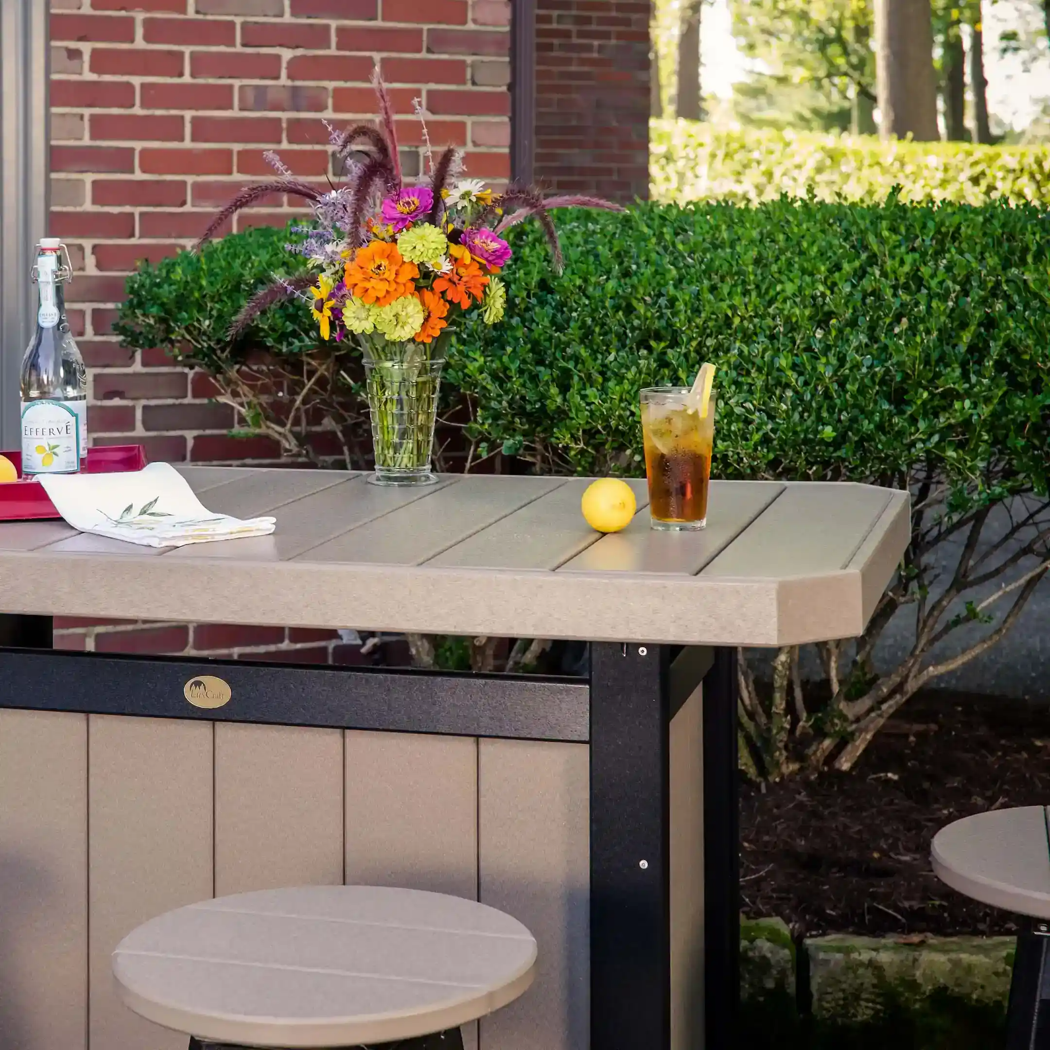 LuxCraft – Outdoor Serving Bar – Patio Bar Table with Storage Shelves