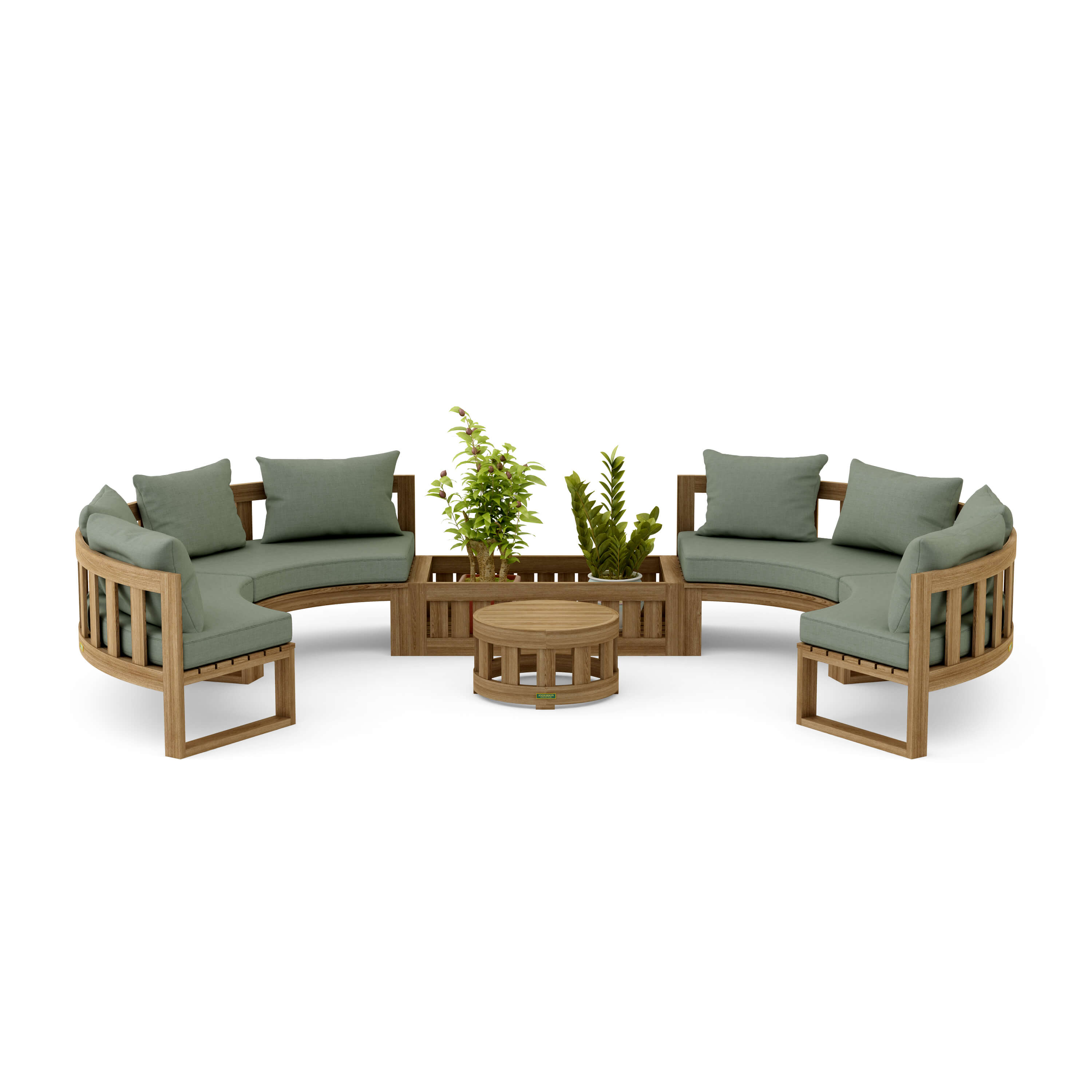 Anderson Teak – Circular Modular Deep Seating Set – 8-Person Teak Lounge
