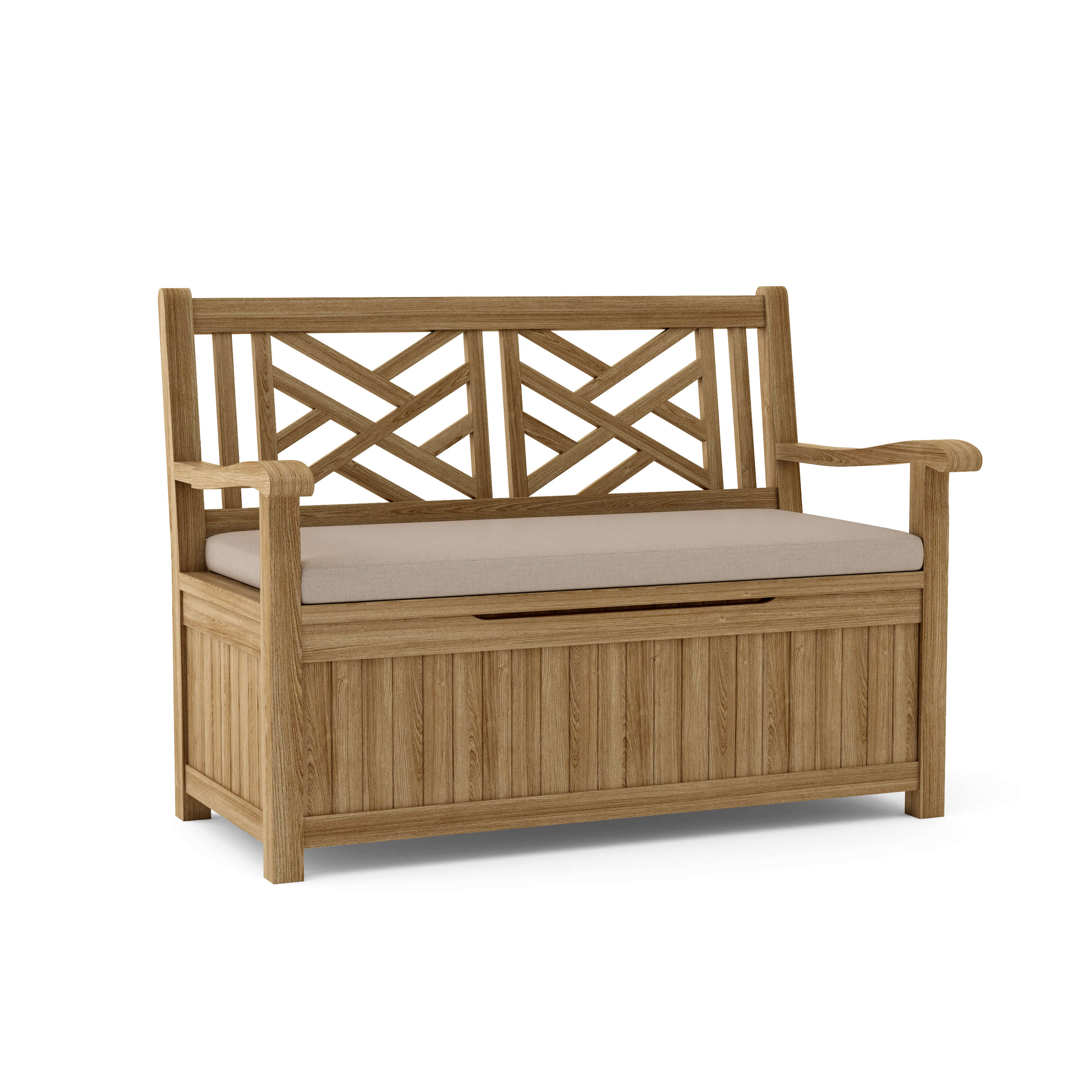 Anderson Teak Vilano Storage Bench – Solid Teak Outdoor Bench with Hidden Storage