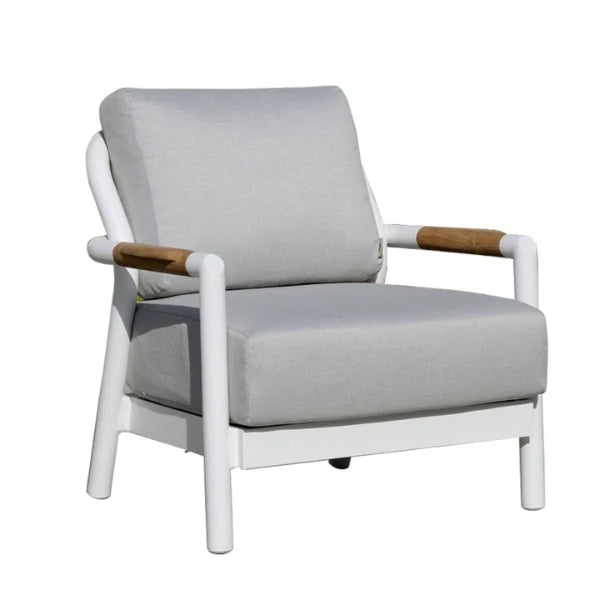 Elementi Santorini 33″ Square Aluminum Teak Outdoor Lounge Chair