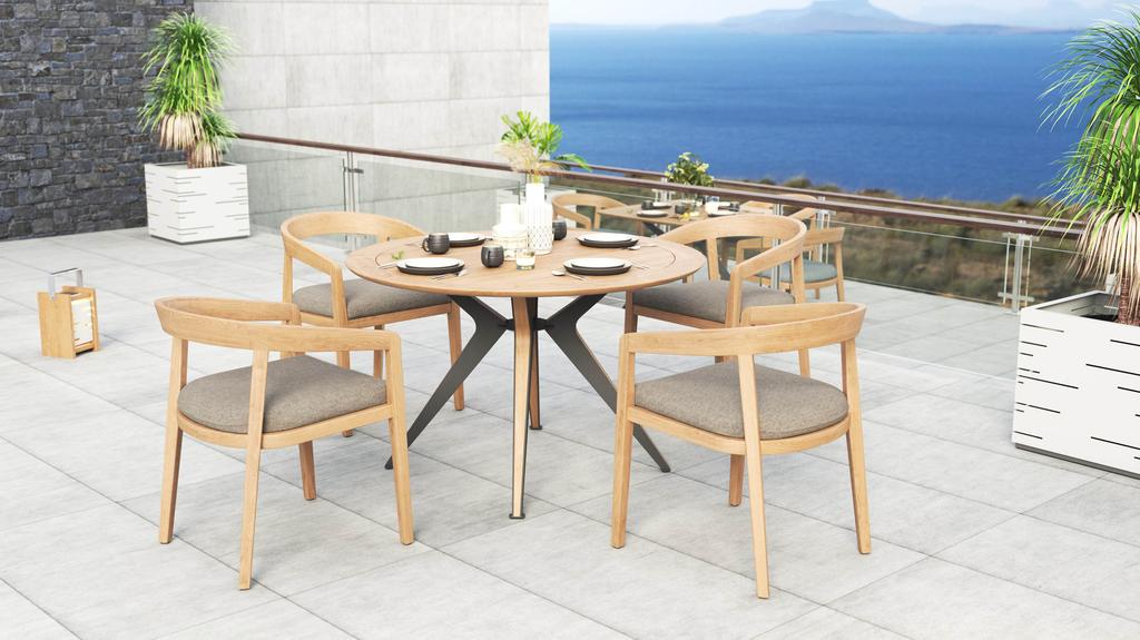 Lego Table Round 120 Teak Top - Ambiance Image~~