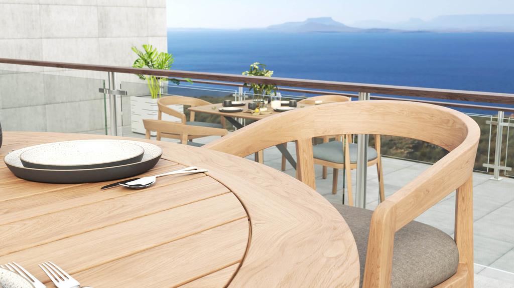 Lego Table Round 120 Teak Top - Ambiance Image~~