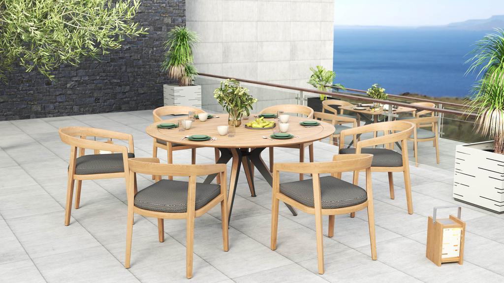 Lego Table Round 160 Teak Top - Ambiance Image~~