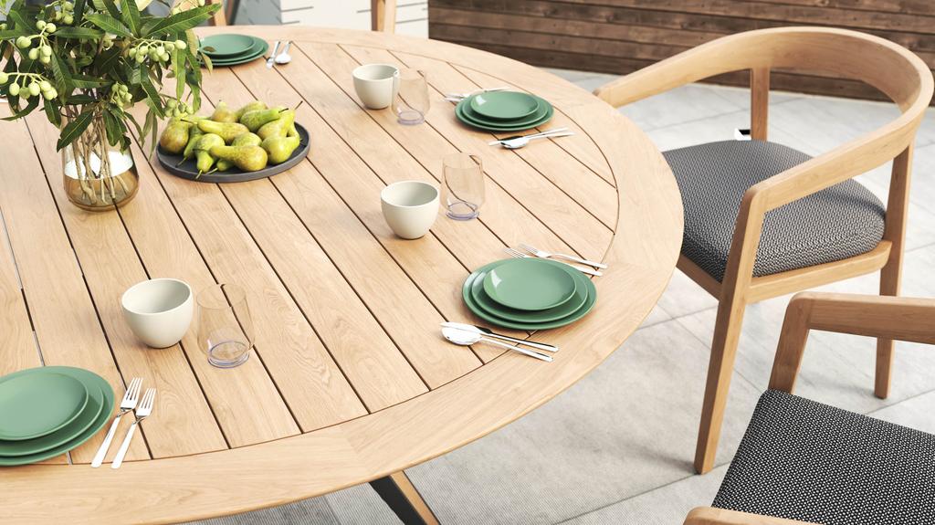 Lego Table Round 160 Teak Top - Ambiance Image~~