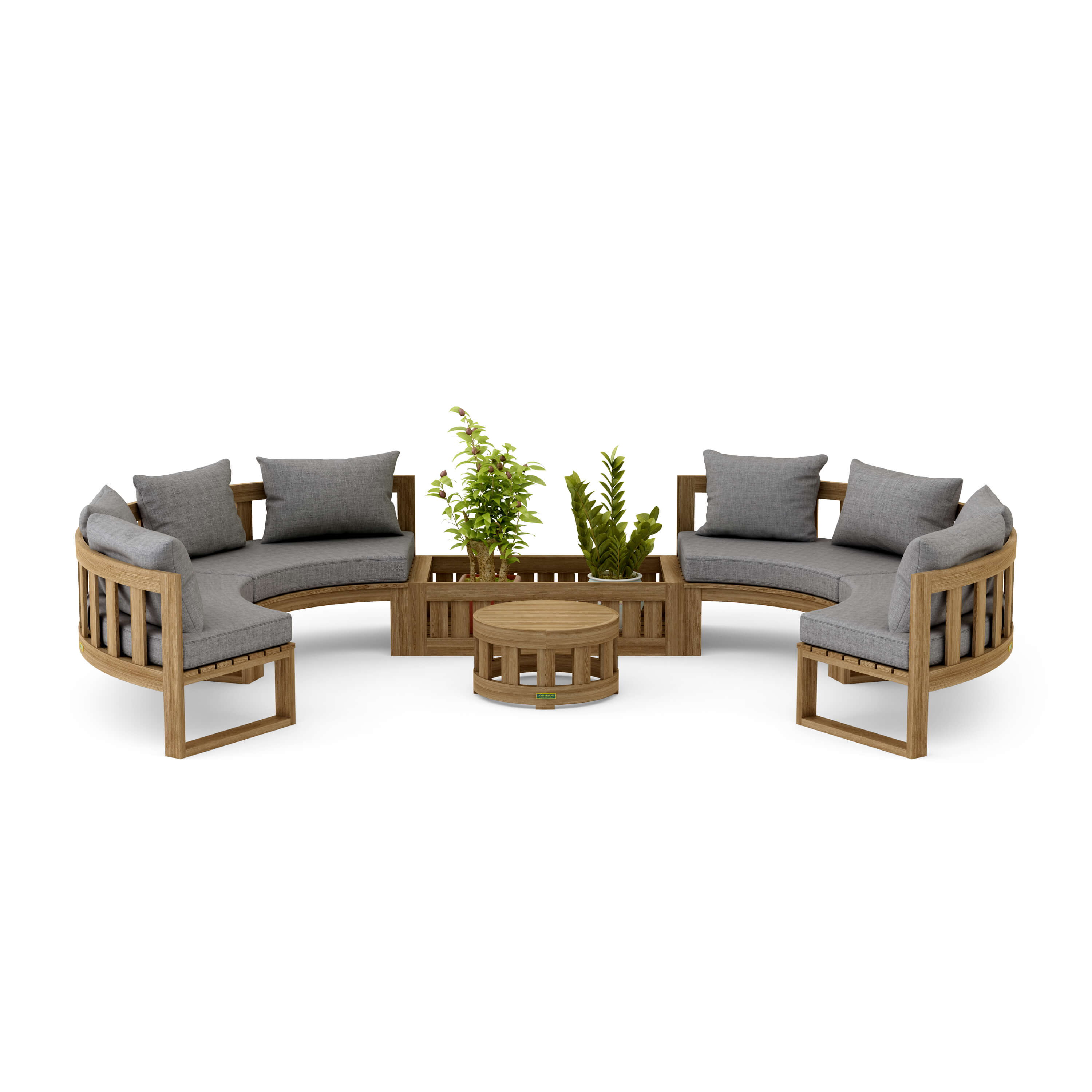 Anderson Teak – Circular Modular Deep Seating Set – 8-Person Teak Lounge