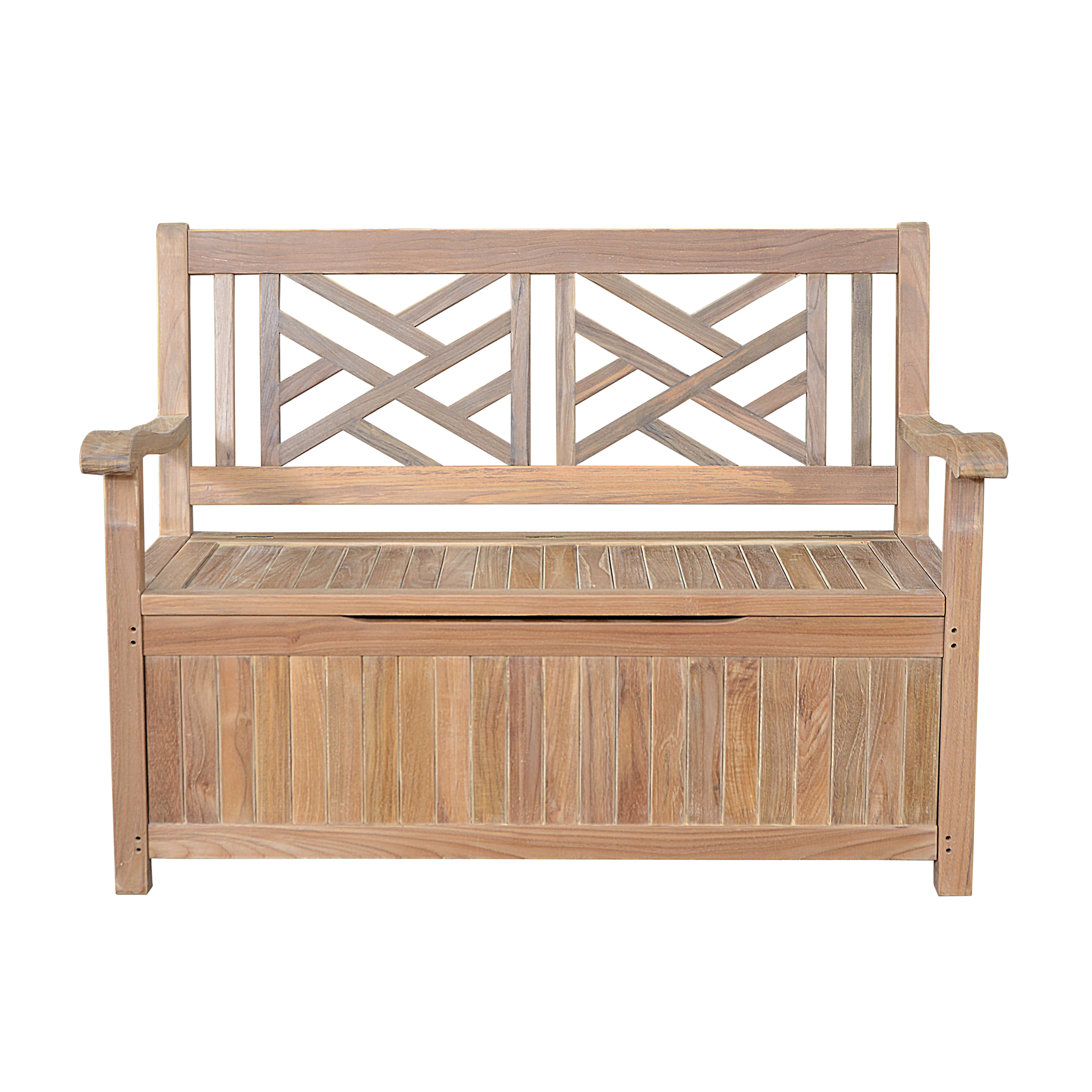 Anderson Teak Vilano Storage Bench – Solid Teak Outdoor Bench with Hidden Storage