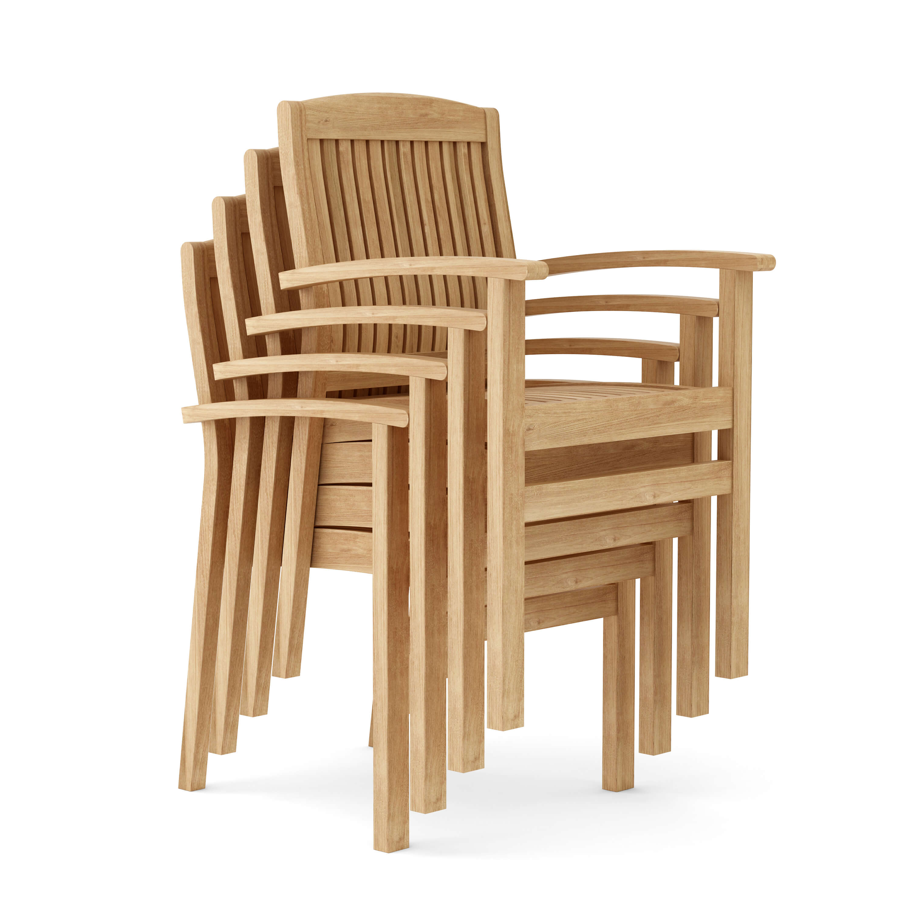 Anderson Teak Sahara Stacking Armchair (4-PCS) – Solid Teak Outdoor Seating