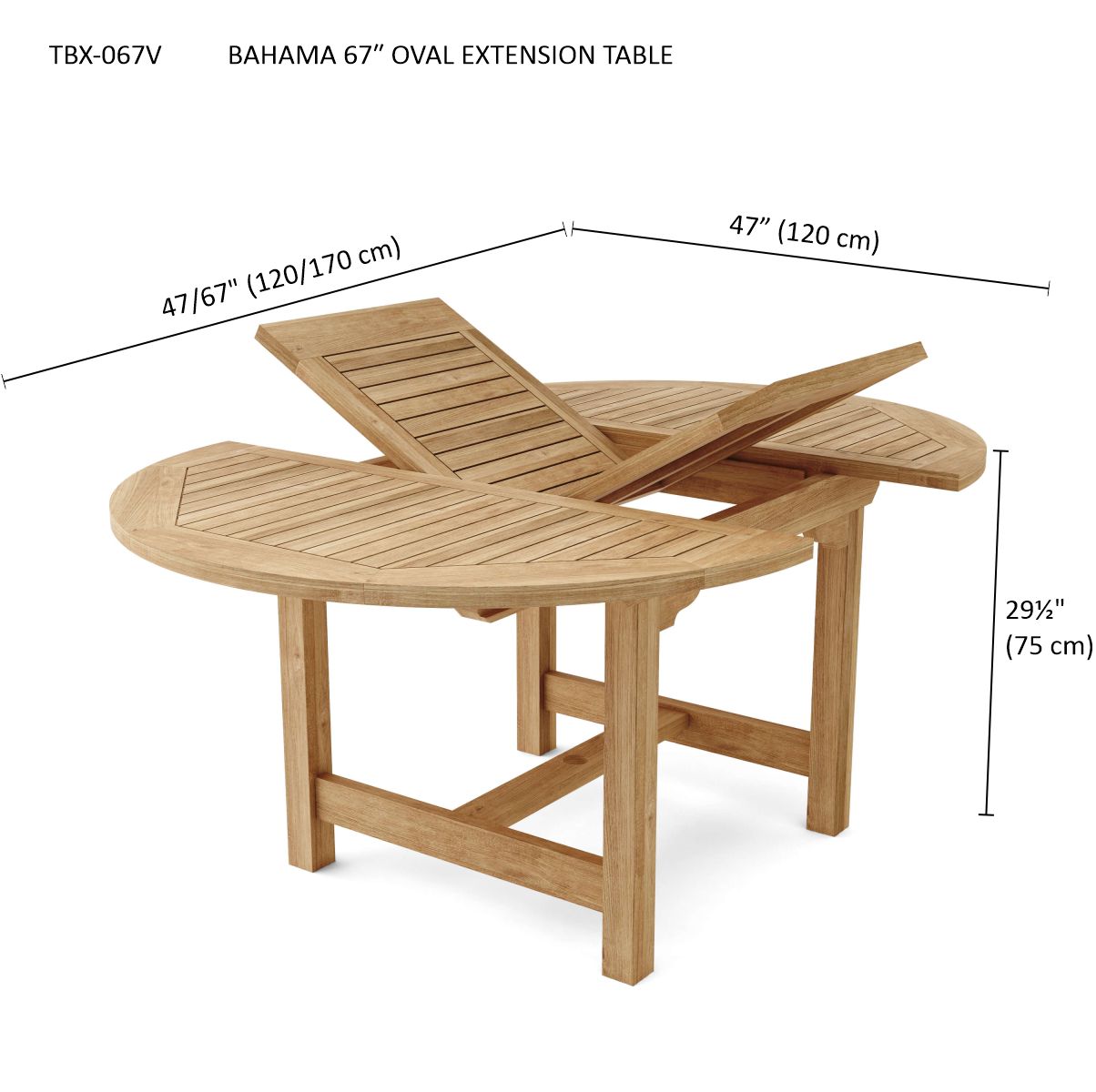 Anderson Teak Bahama 67″ Oval Extension Dining Table – Teak Outdoor Patio Table