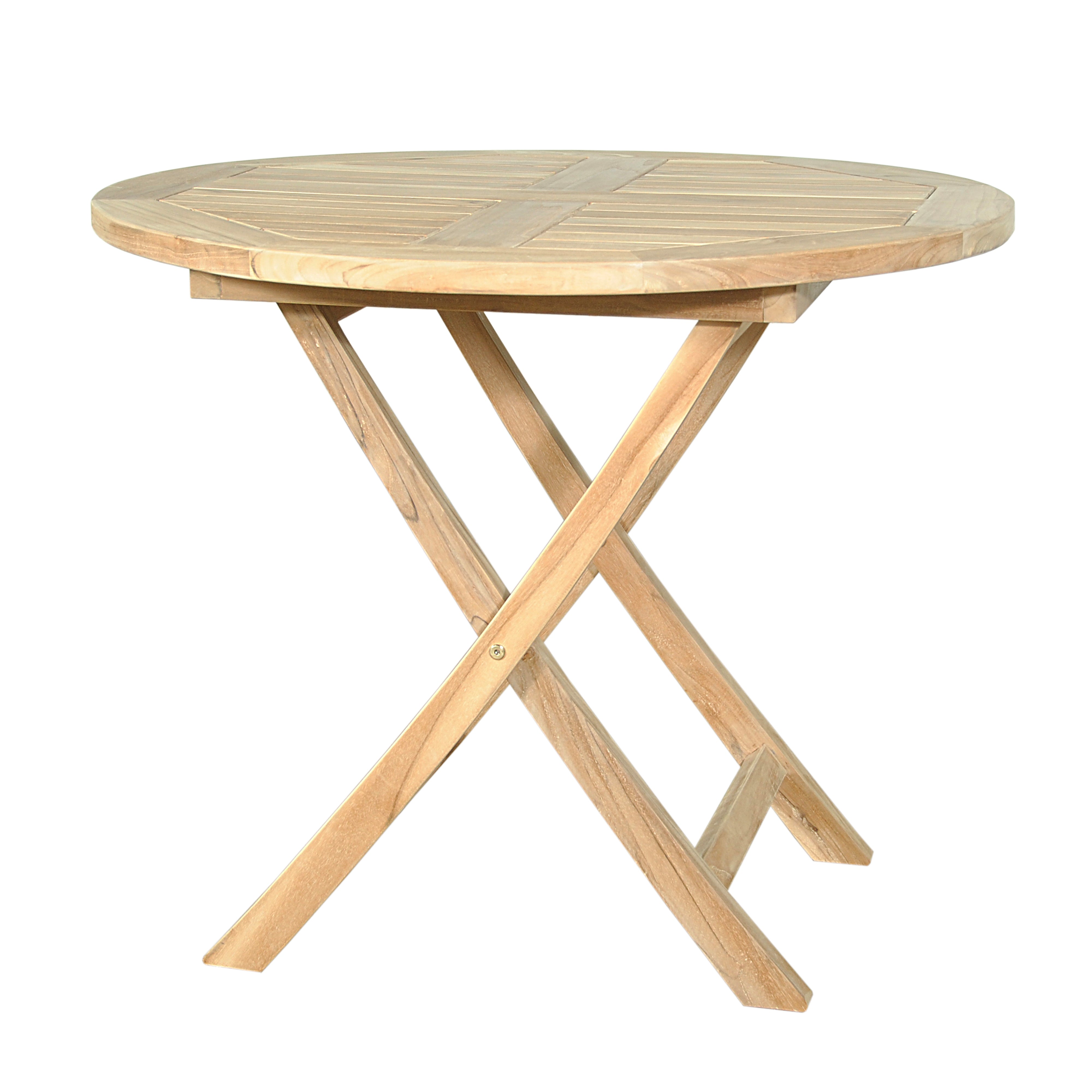 Anderson Teak Bahama 35″ Round Folding Bistro Table – Solid Teak Outdoor Patio Table