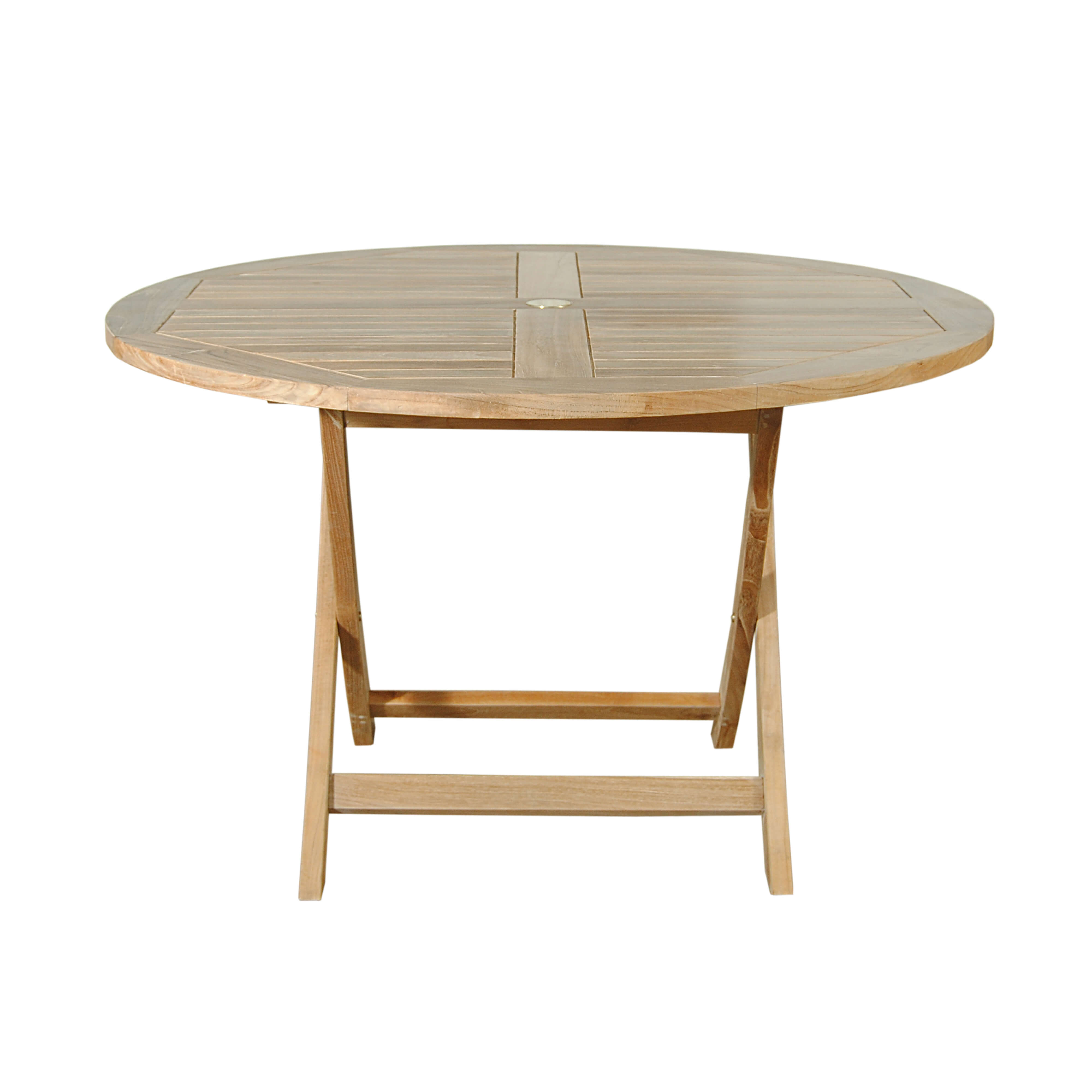 Anderson Teak Bahama 47″ Round Folding Table – Solid Teak Outdoor Patio Table