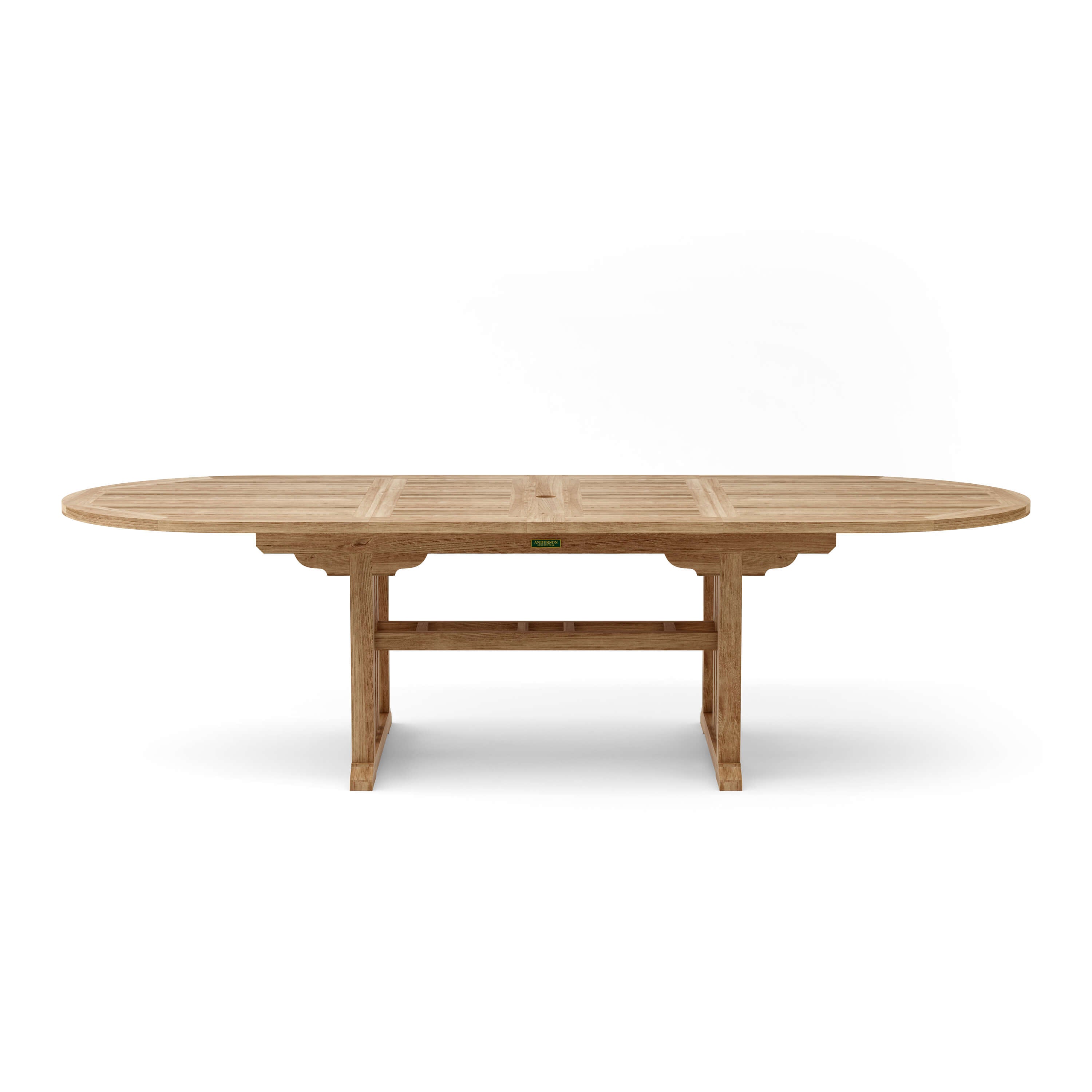 Anderson Teak Sahara 106″ Oval Double Extension Dining Table – Teak Patio Table