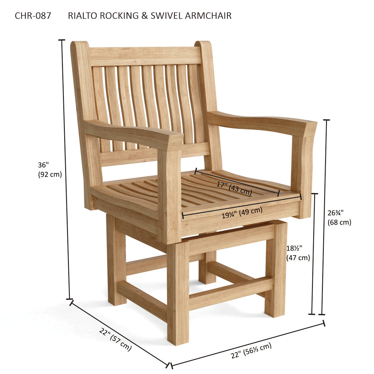 Anderson Teak Rialto Rocking & Swivel Armchair – Teak Outdoor Motion Seating