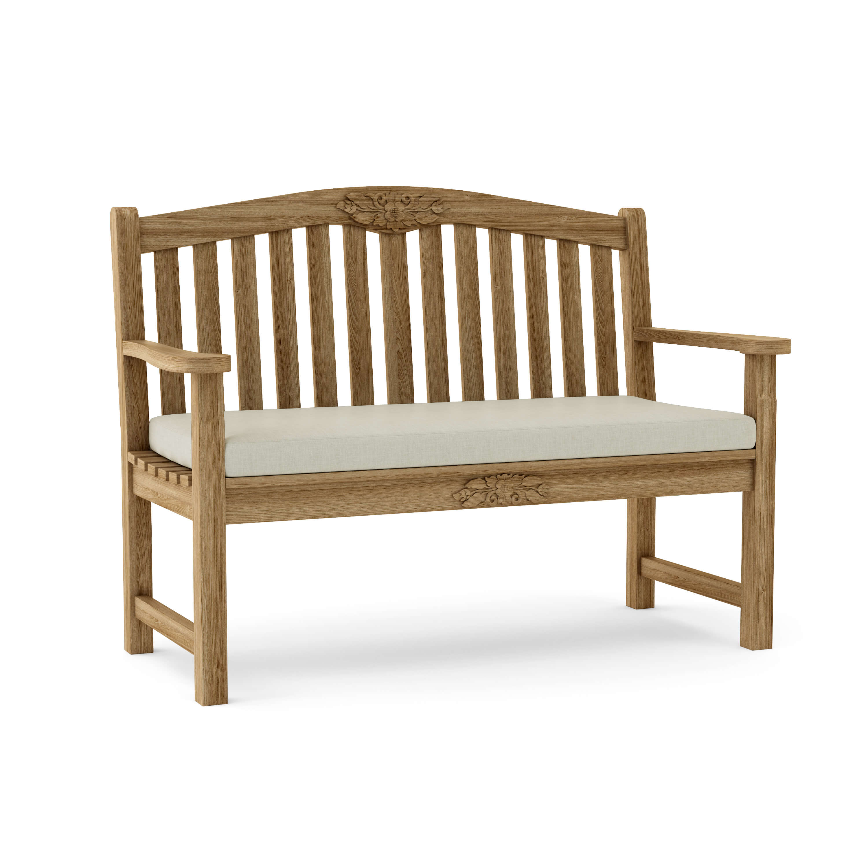 Anderson Teak Rose 50″ Round Bench – Hand-Carved Solid Teak Outdoor Garden Bench