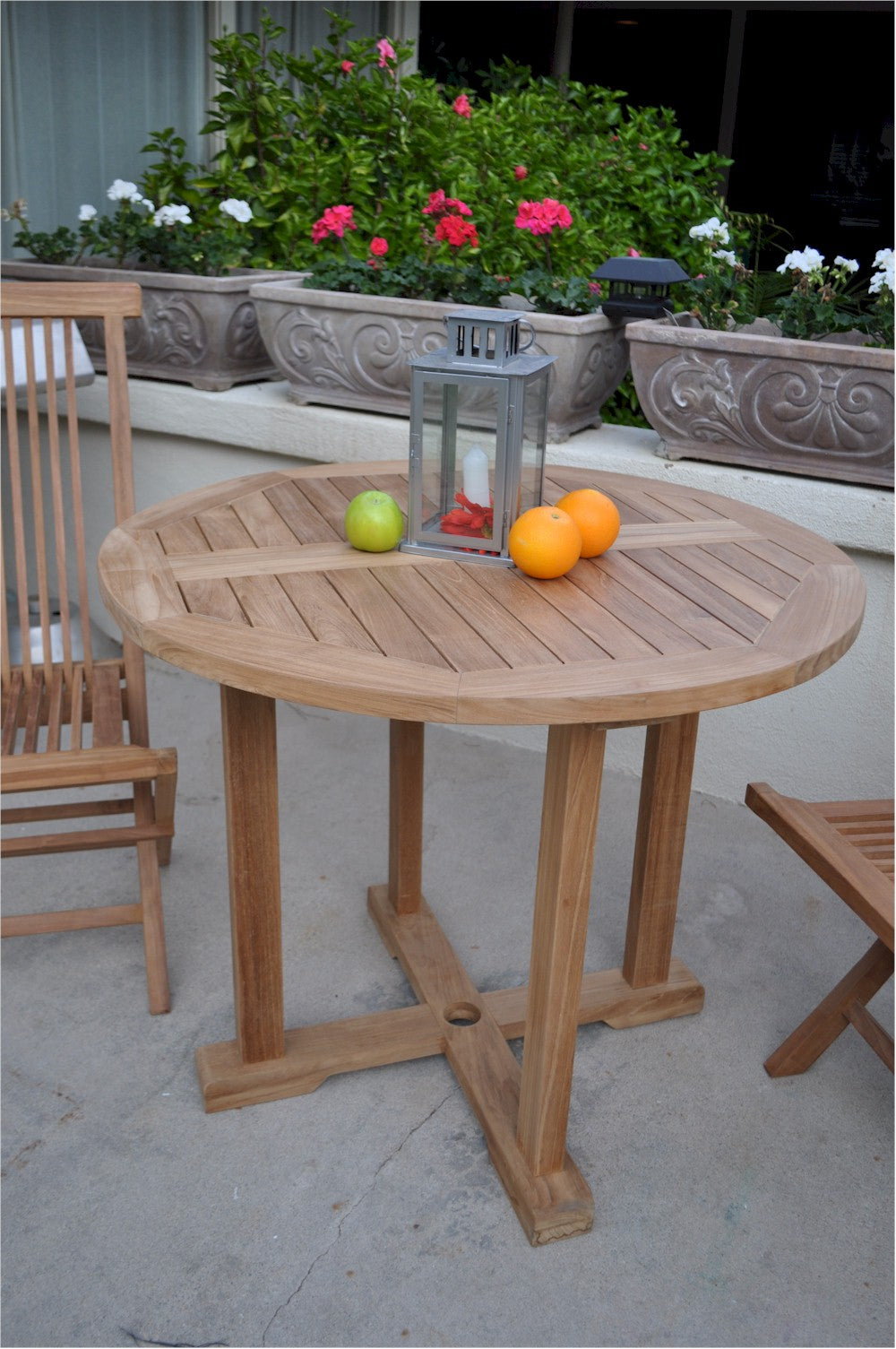 Anderson Teak Montage 35″ Round Bistro Table – Folding Teak Outdoor Patio Table