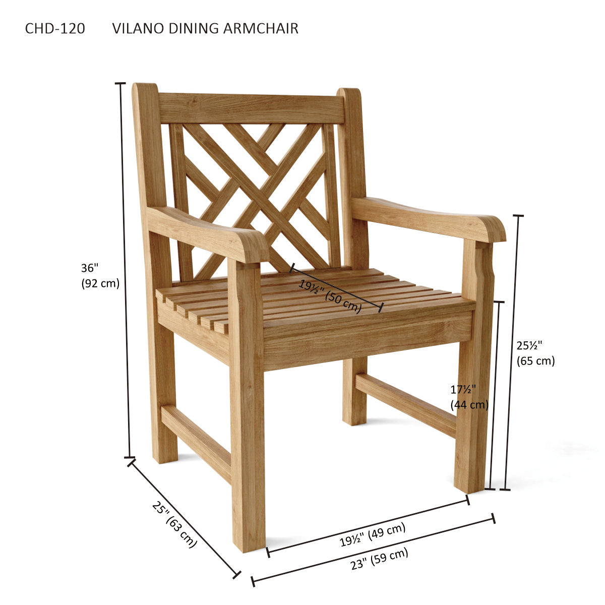 Anderson Teak Vilano Dining Armchair – Solid Teak Outdoor Dining Seating