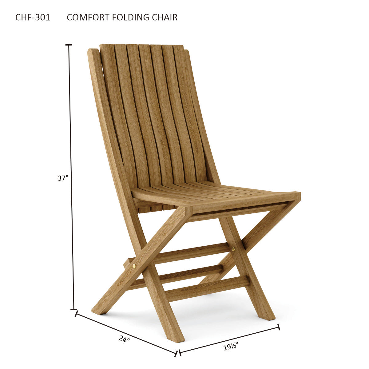 Anderson Teak Comfort Folding Chair (2-PC) – Ergonomic Teak Outdoor Seating