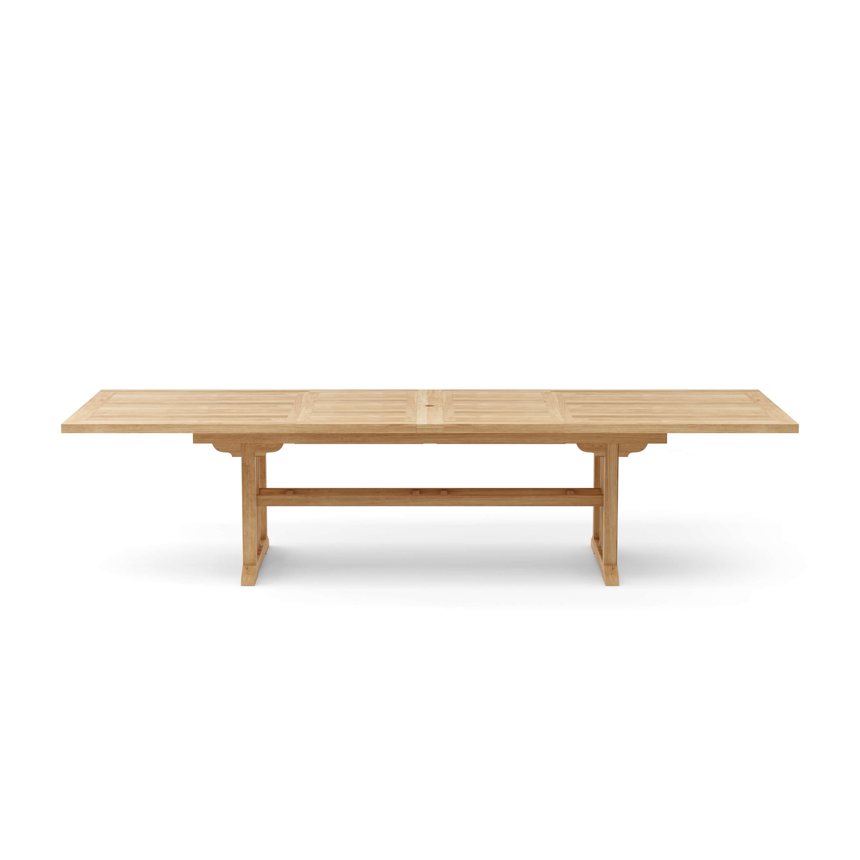 Anderson Teak Sahara 126″ Double Extension Dining Table – Large Teak Outdoor Patio Table