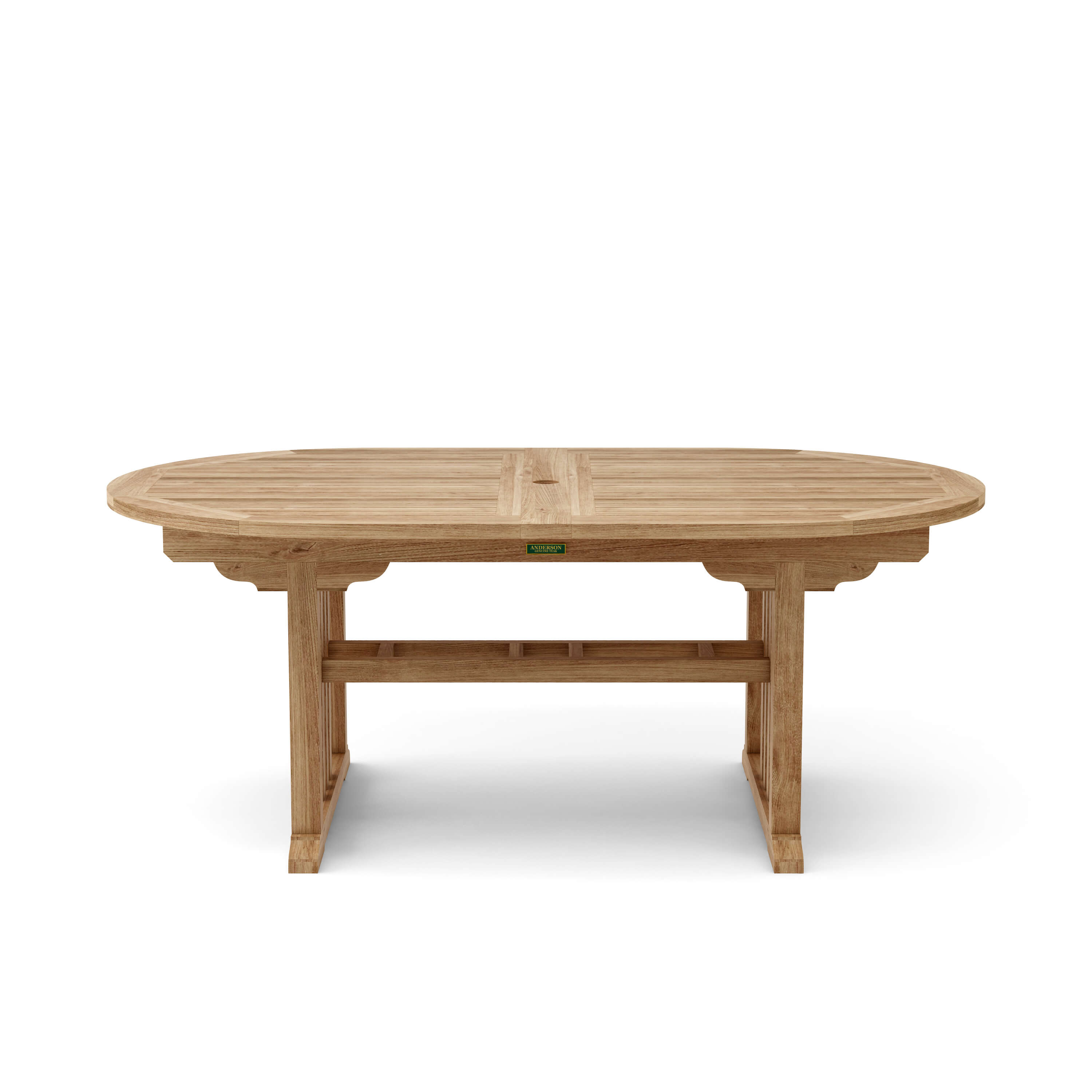 Anderson Teak Sahara 106″ Oval Double Extension Dining Table – Teak Patio Table