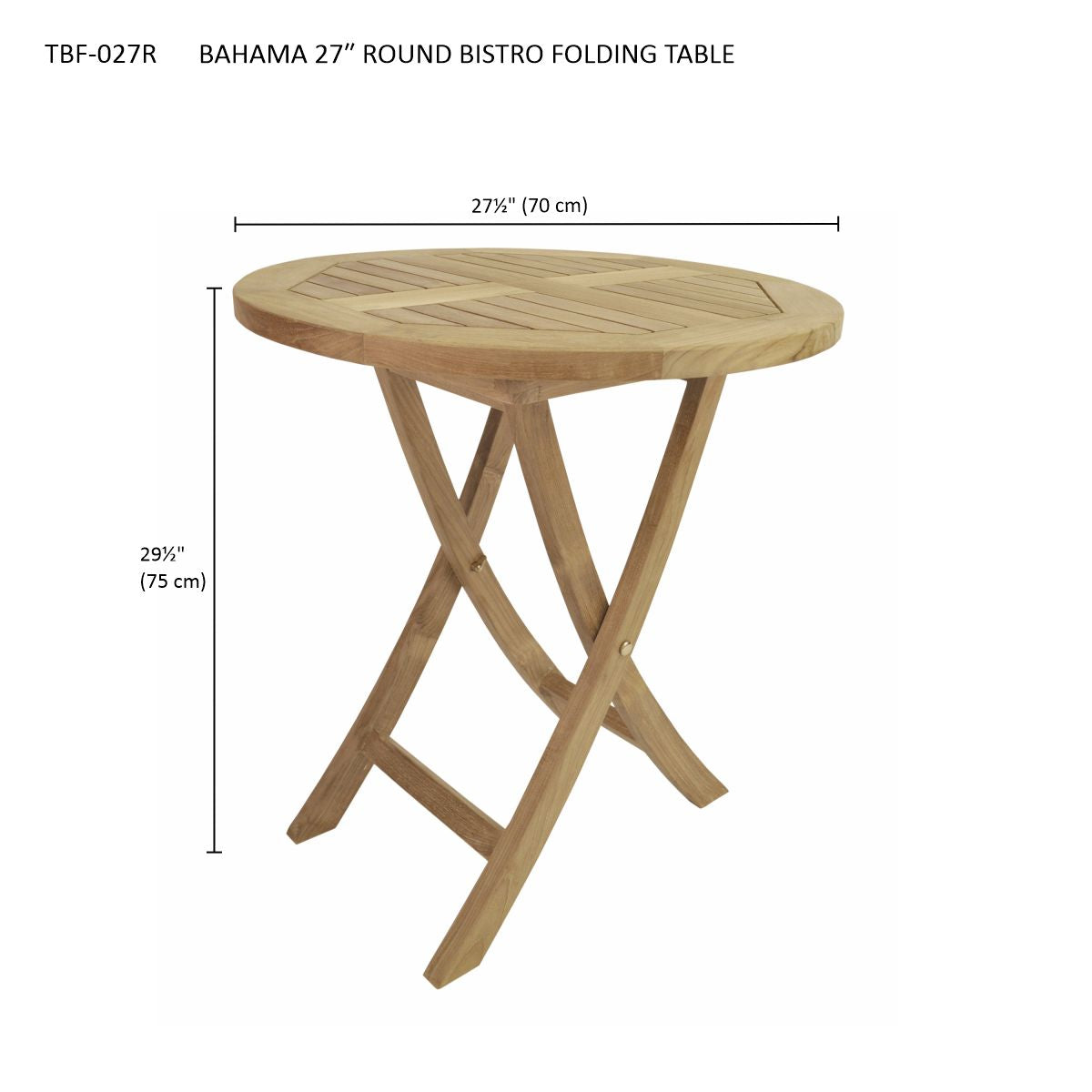 Anderson Teak Bahama 27″ Round Bistro Folding Table – Solid Teak Outdoor Patio Table