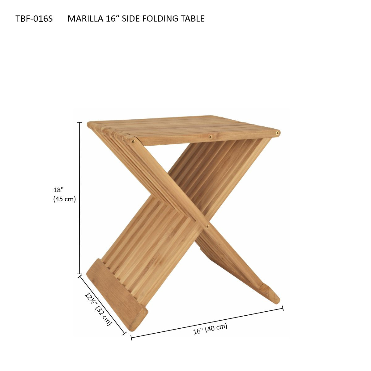 Anderson Teak Marilla 16″ Folding Side Table – Solid Teak Outdoor Table