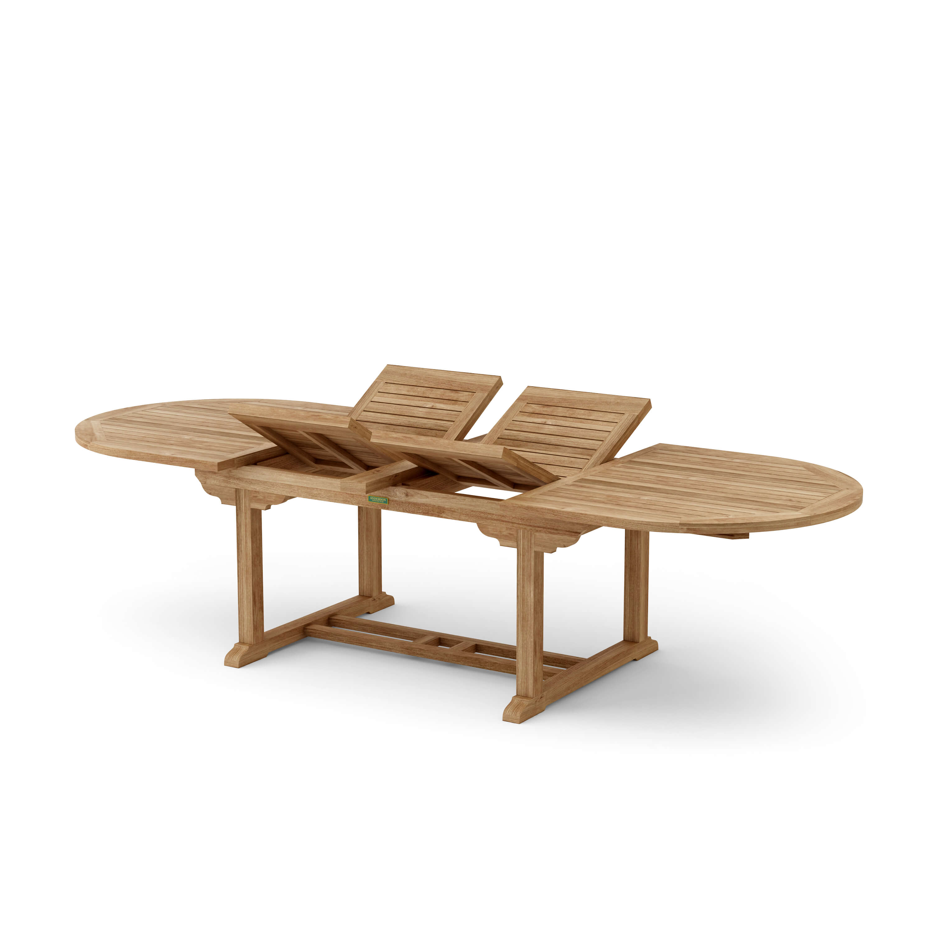 Anderson Teak Bahama 117″ Oval Double Extension Dining Table – Teak Patio Table