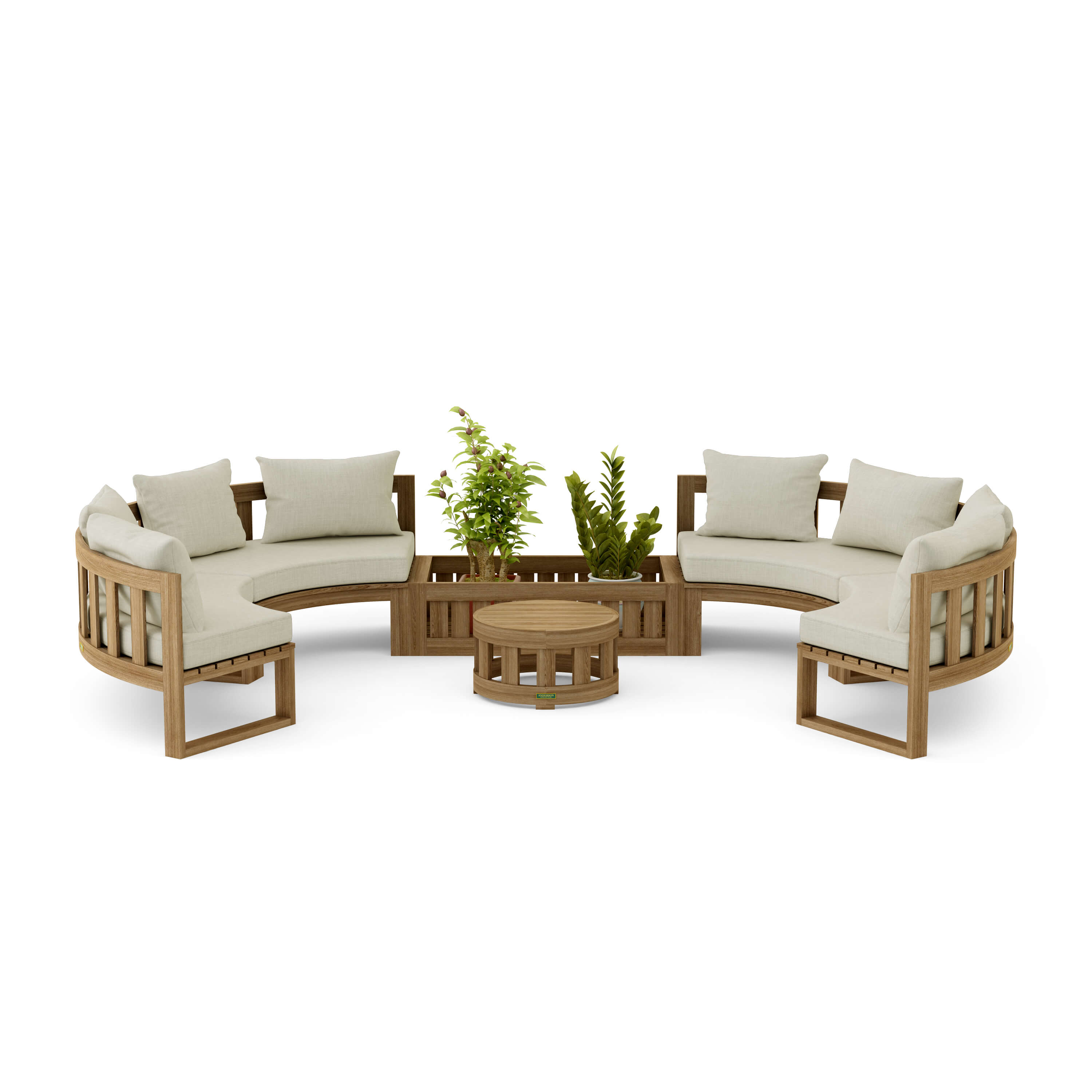 Anderson Teak – Circular Modular Deep Seating Set – 8-Person Teak Lounge