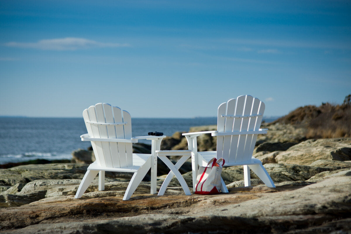 Seaside Coastline Harbor View Folding Side Table – Compact Outdoor Patio Table