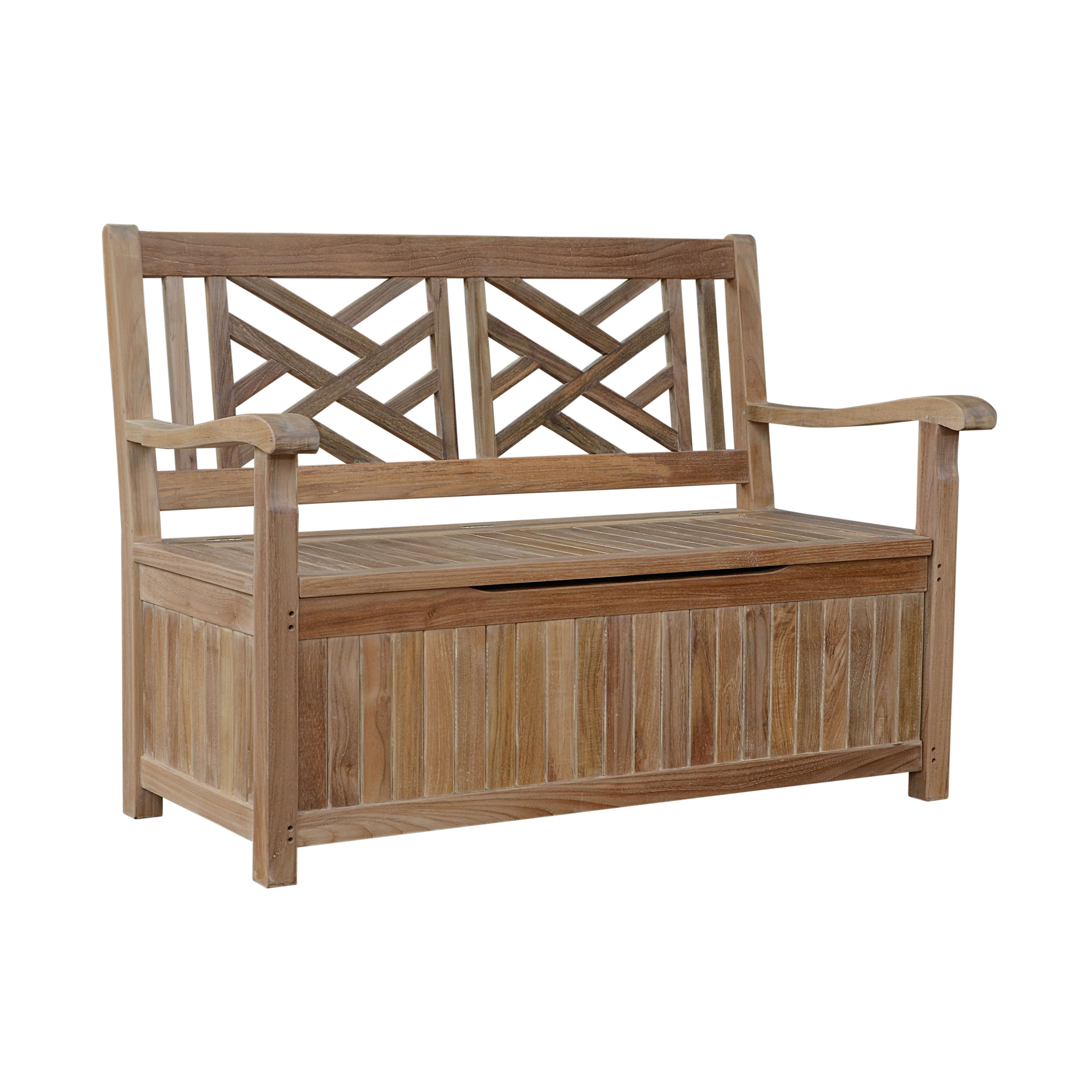 Anderson Teak Vilano Storage Bench – Solid Teak Outdoor Bench with Hidden Storage