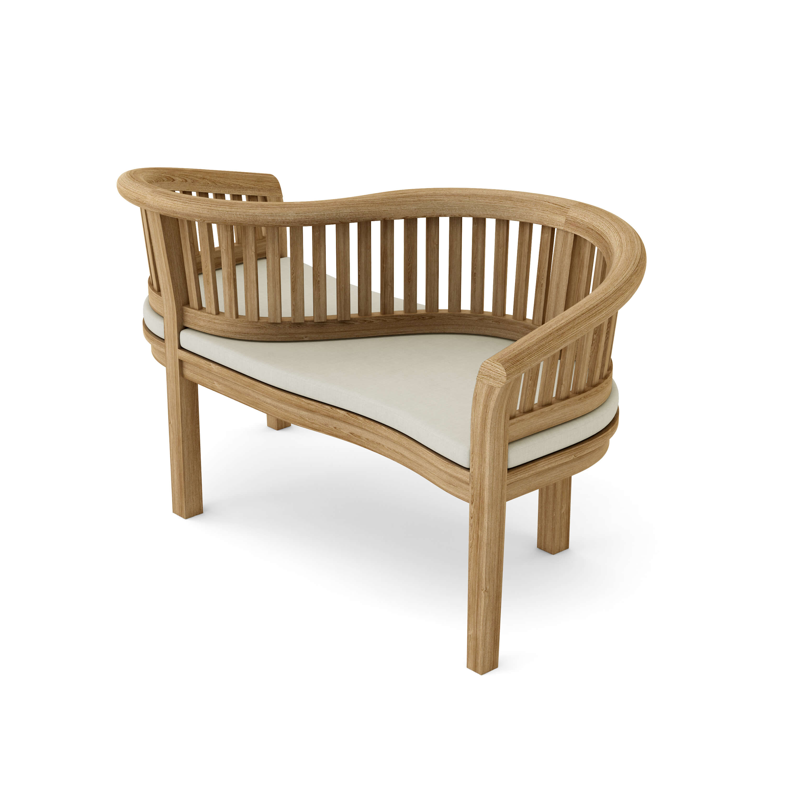 Anderson Teak Curve Love Seat Bench – Solid Teak Outdoor Peanut-Style Garden Bench