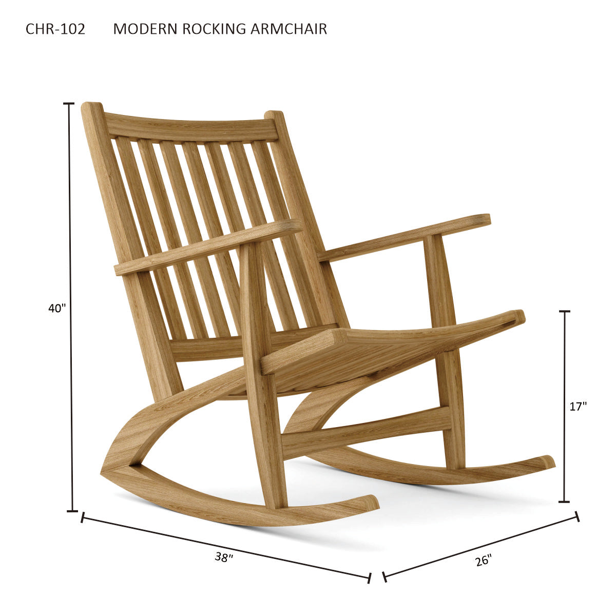 Anderson Teak Modern Rocking Armchair – Contemporary Teak Outdoor Rocker