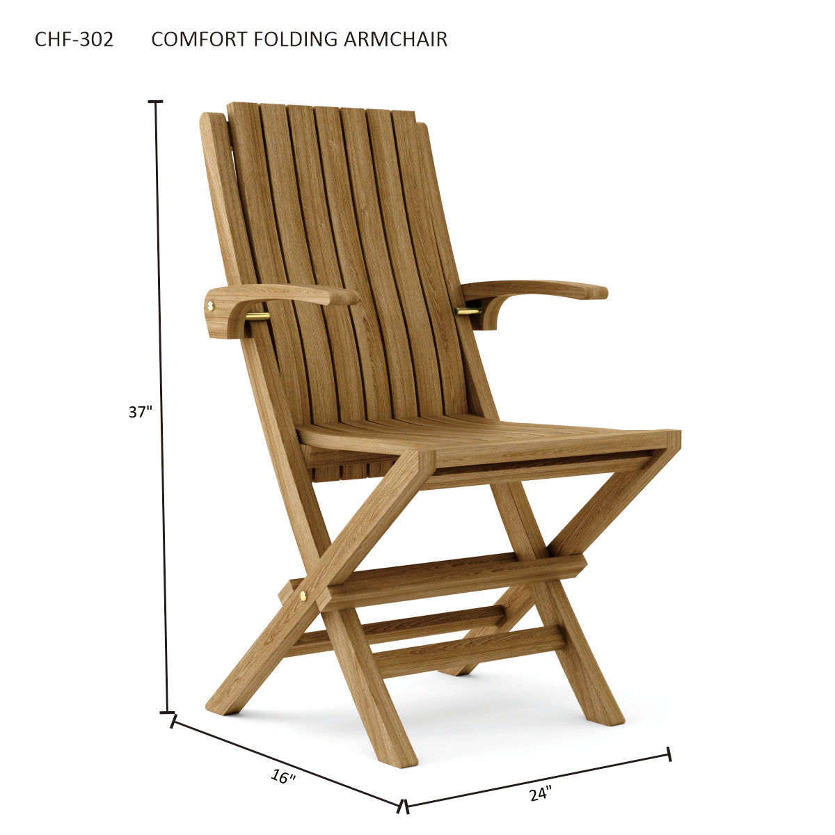 Anderson Teak Comfort Folding Armchair (2-PC) – Ergonomic Teak Outdoor Seating